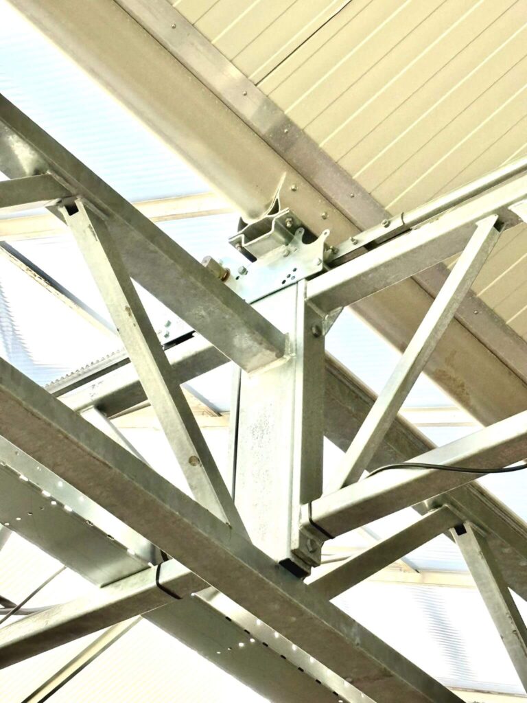 “Gable, roof, and gutter systems installed at greenhouse project in Delfgauw, Netherlands.”