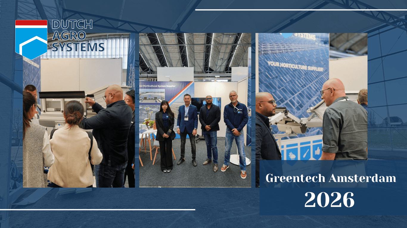 Dutch Agro Systems team at GreenTech Amsterdam 2026 exhibition, showcasing sustainable greenhouse technology solutions