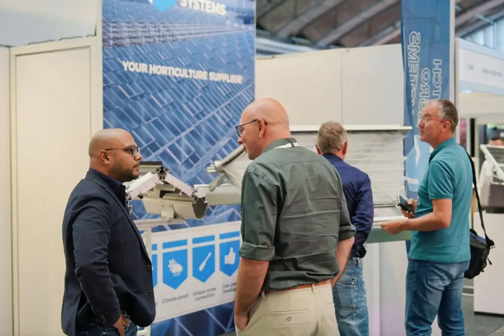 Dutch Agro Systems team at GreenTech Amsterdam 2026 exhibition, showcasing sustainable greenhouse technology solutions