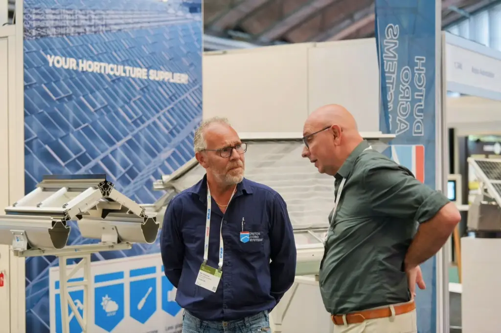 Dutch Agro Systems team at GreenTech Amsterdam 2026 exhibition, showcasing sustainable greenhouse technology solutions