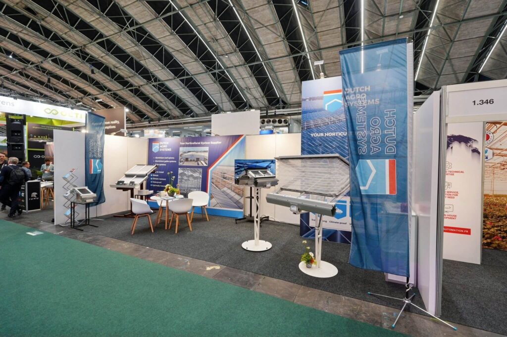 Dutch Agro Systems team at GreenTech Amsterdam 2026 exhibition, showcasing sustainable greenhouse technology solutions