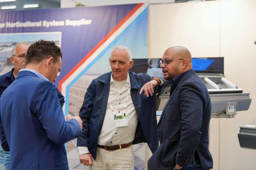 Dutch Agro Systems team at GreenTech Amsterdam 2026 exhibition, showcasing sustainable greenhouse technology solutions
