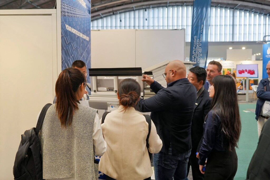 Dutch Agro Systems team at GreenTech Amsterdam 2026 exhibition, showcasing sustainable greenhouse technology solutions