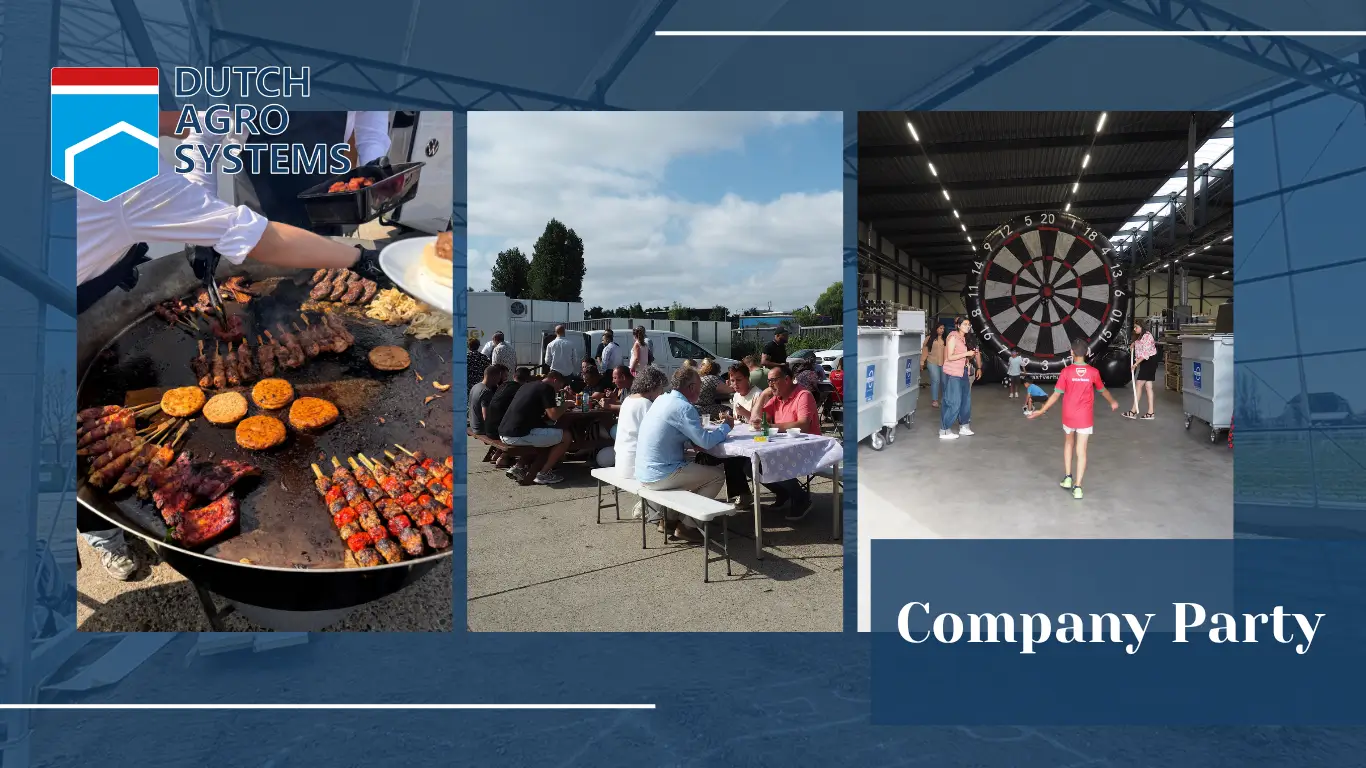 Dutch Agro Systems team enjoying food and drinks at the company party family day